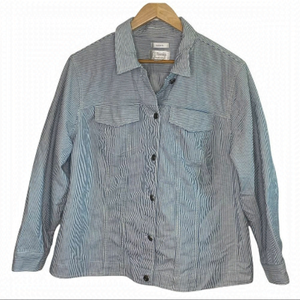 CJ BANKS micro stripe button down cotton jacket 2X